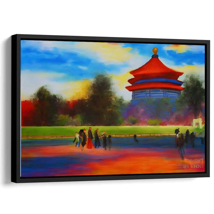 Silk Shadows Dance at Dusk: Oriental Pavilion at Sunset Canvas Art