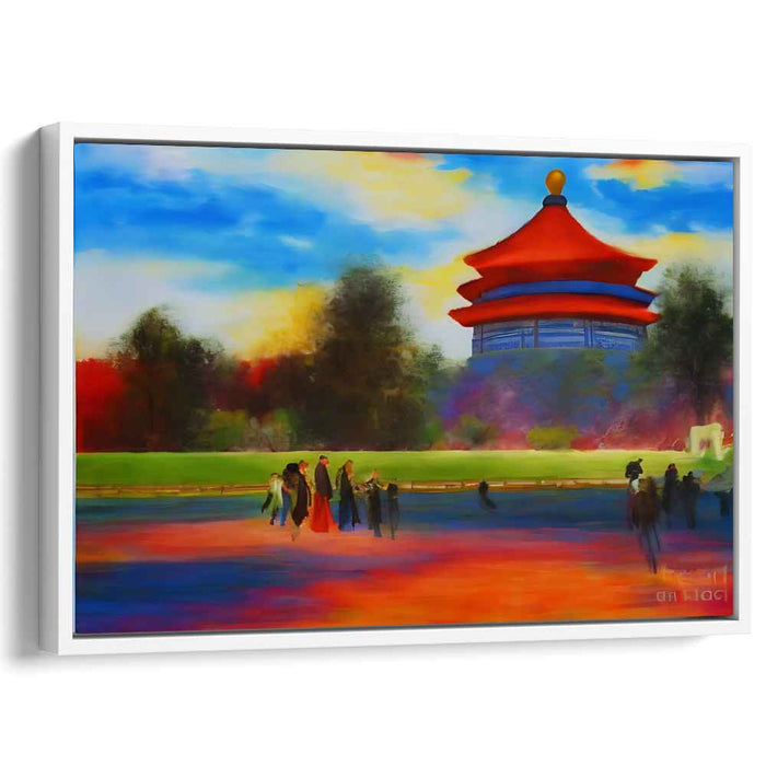 Silk Shadows Dance at Dusk: Oriental Pavilion at Sunset Canvas Art