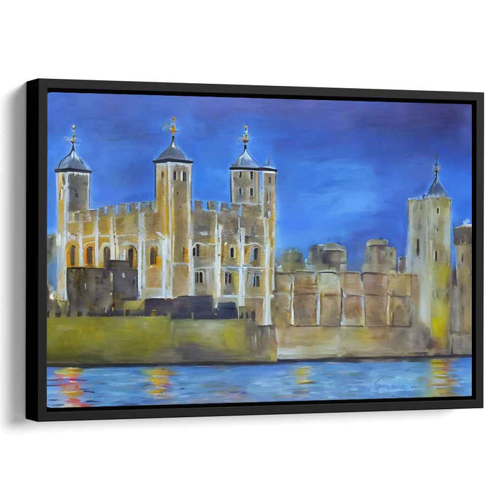 Echoes of Stone Towers: Serene Castle Reflections Canvas Art Print