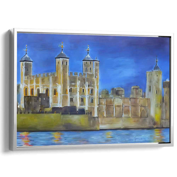 Echoes of Stone Towers: Serene Castle Reflections Canvas Art Print