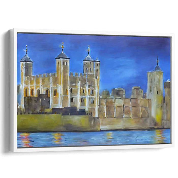 Echoes of Stone Towers: Serene Castle Reflections Canvas Art Print