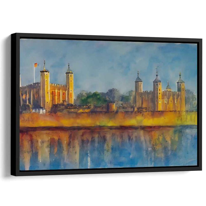 Misty Castle Dreamscape: Medieval Castle Watercolor Landscape