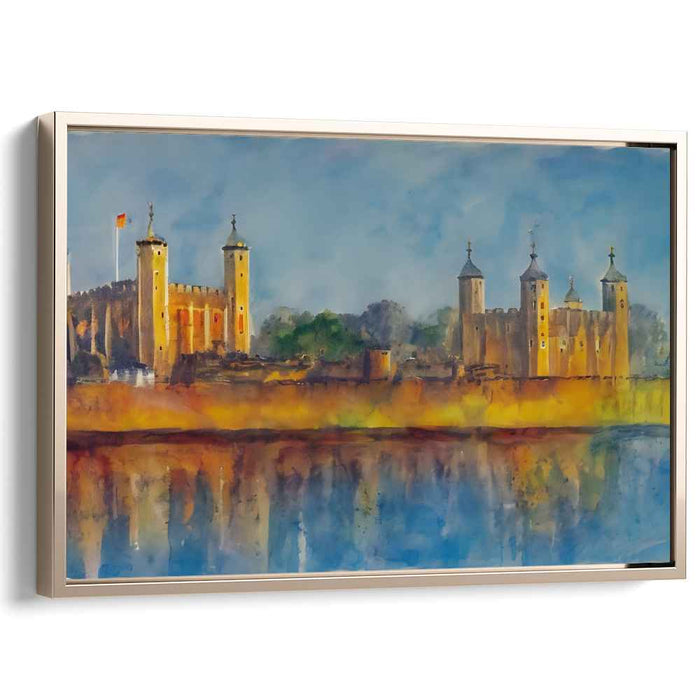 Misty Castle Dreamscape: Medieval Castle Watercolor Landscape