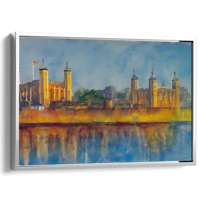 Misty Castle Dreamscape: Medieval Castle Watercolor Landscape