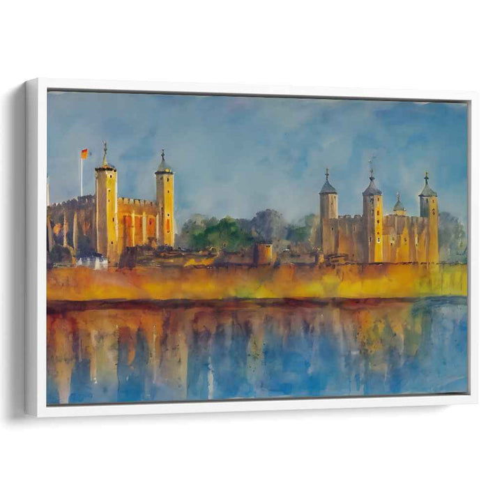 Misty Castle Dreamscape: Medieval Castle Watercolor Landscape