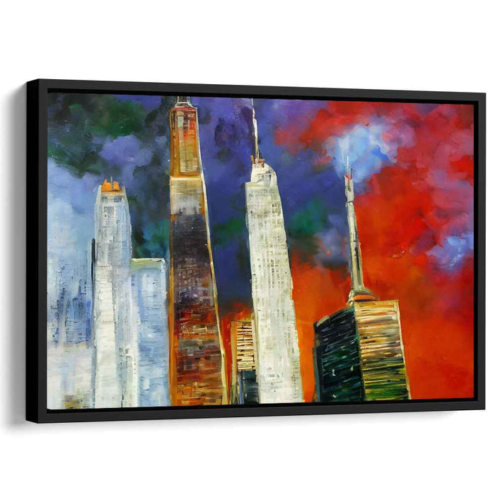 Vivid Urban Palette: Expressive Skyline in Bold Colors Canvas Art Print