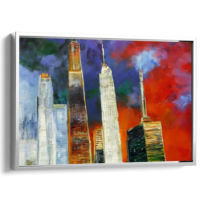 Vivid Urban Palette: Expressive Skyline in Bold Colors Canvas Art Print