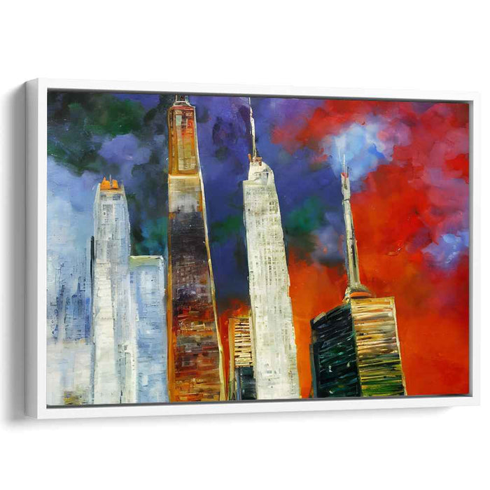 Vivid Urban Palette: Expressive Skyline in Bold Colors Canvas Art Print