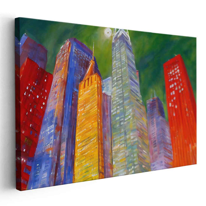 Cityscape Chroma: Vivid Urban Symphony Canvas Art Print