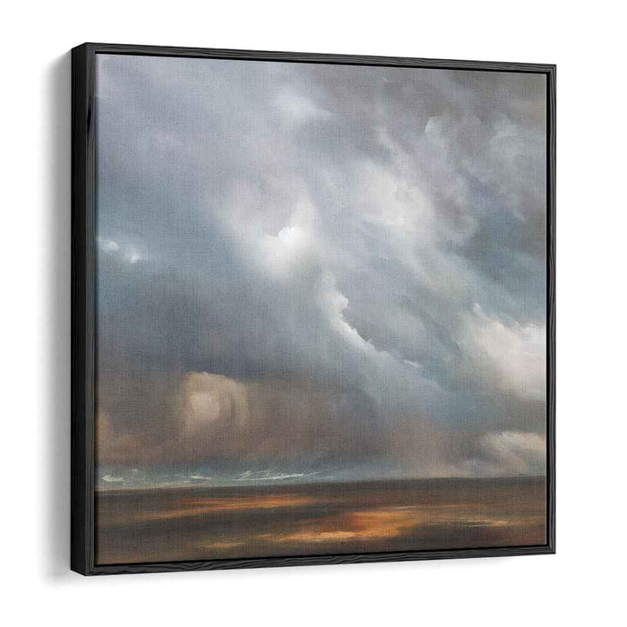 Barren Skies Drama: Dramatic Skyscape Over Barren Land Canvas Art Print