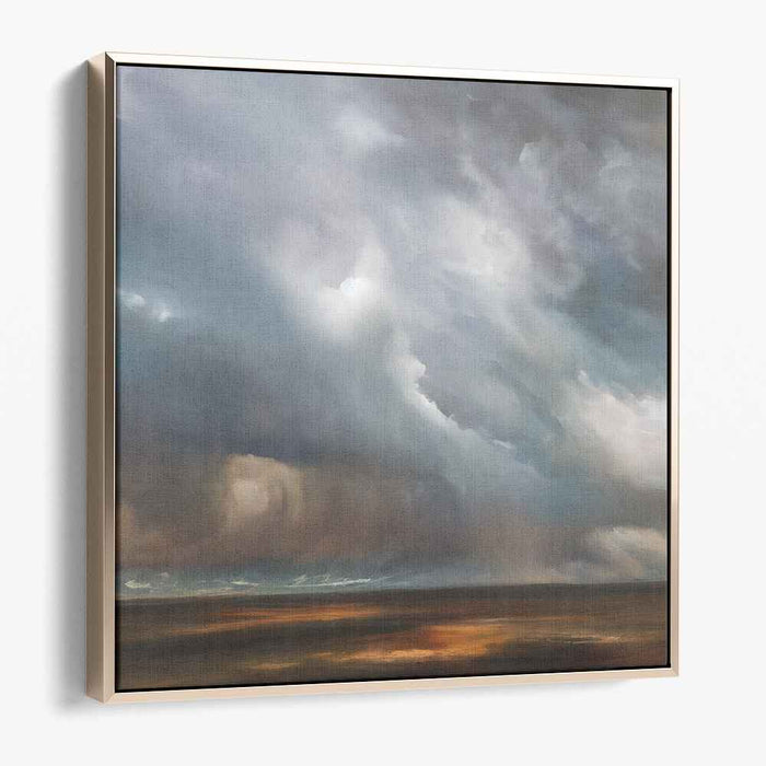 Barren Skies Drama: Dramatic Skyscape Over Barren Land Canvas Art Print