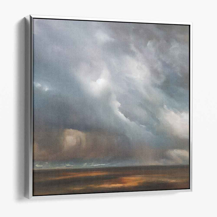 Barren Skies Drama: Dramatic Skyscape Over Barren Land Canvas Art Print