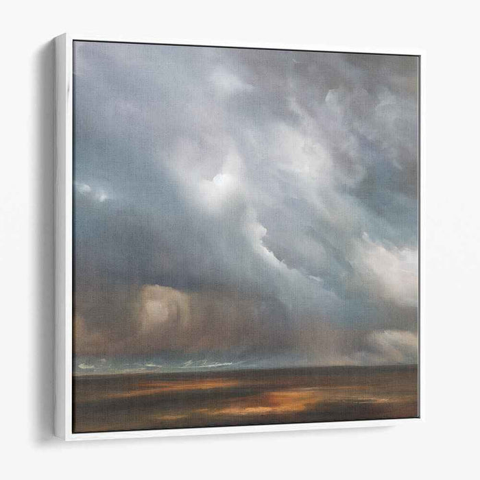 Barren Skies Drama: Dramatic Skyscape Over Barren Land Canvas Art Print