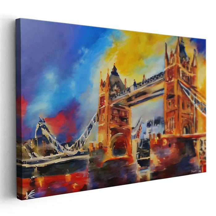 Chroma Bridge Dance: Tower Bridge in Vivid Colors Canvas Art