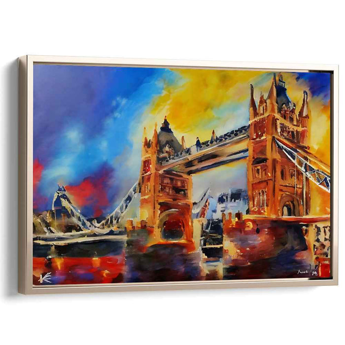 Chroma Bridge Dance: Tower Bridge in Vivid Colors Canvas Art