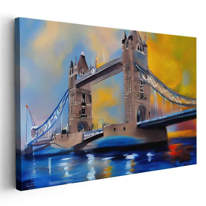 Urban Brushstrokes Evoke Impressions: Impressionist Tower Bridge Canvas Art Print