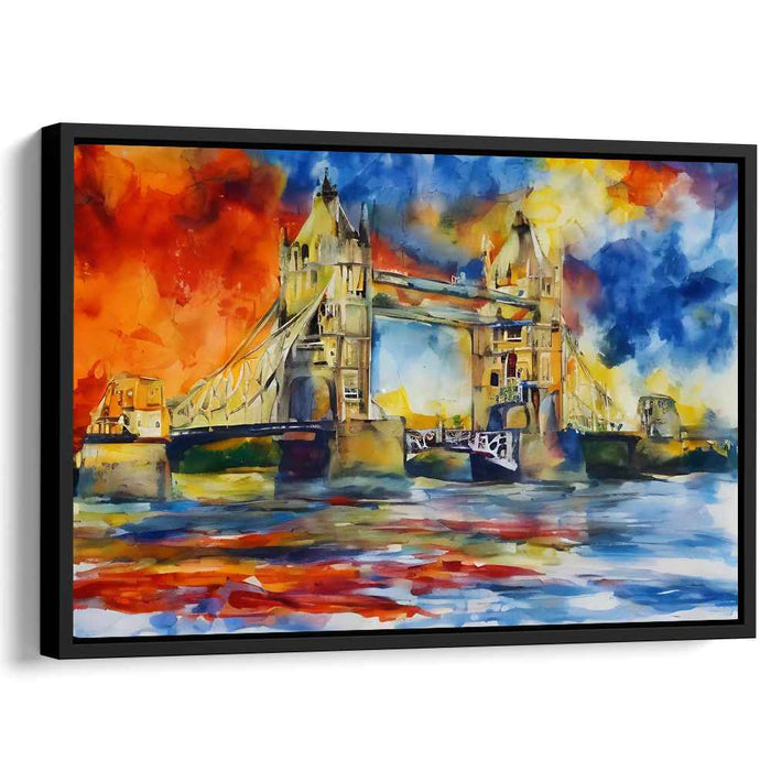 Sunset Archways: Tower Bridge at Sunset Watercolor Canvas Art Print