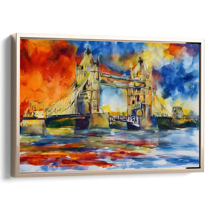 Sunset Archways: Tower Bridge at Sunset Watercolor Canvas Art Print