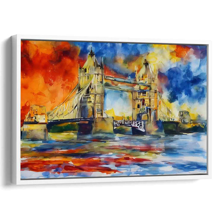 Sunset Archways: Tower Bridge at Sunset Watercolor Canvas Art Print