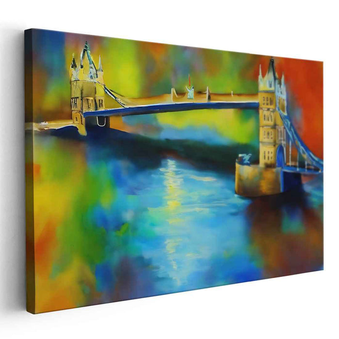 Tower Bridge Radiance: Vibrant Abstract Cityscape Canvas Art Print
