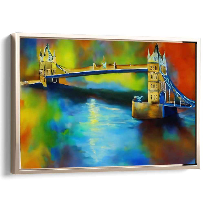 Tower Bridge Radiance: Vibrant Abstract Cityscape Canvas Art Print
