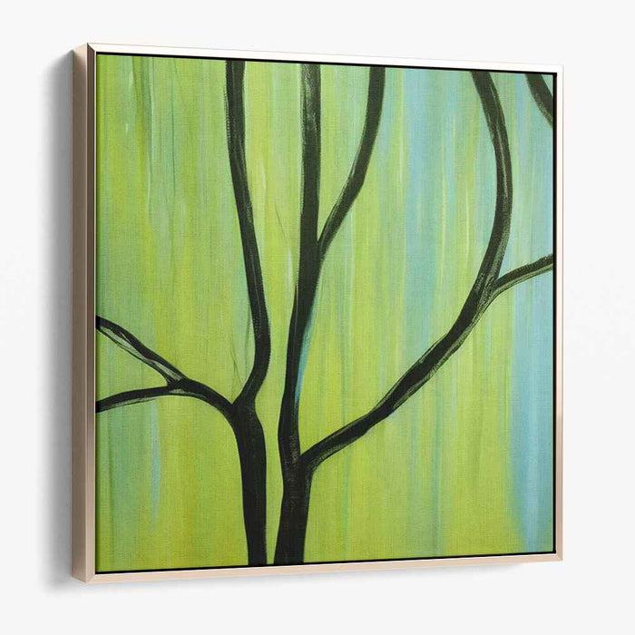 Verdant Contrast: Minimalist Green and Black Canvas Art Print