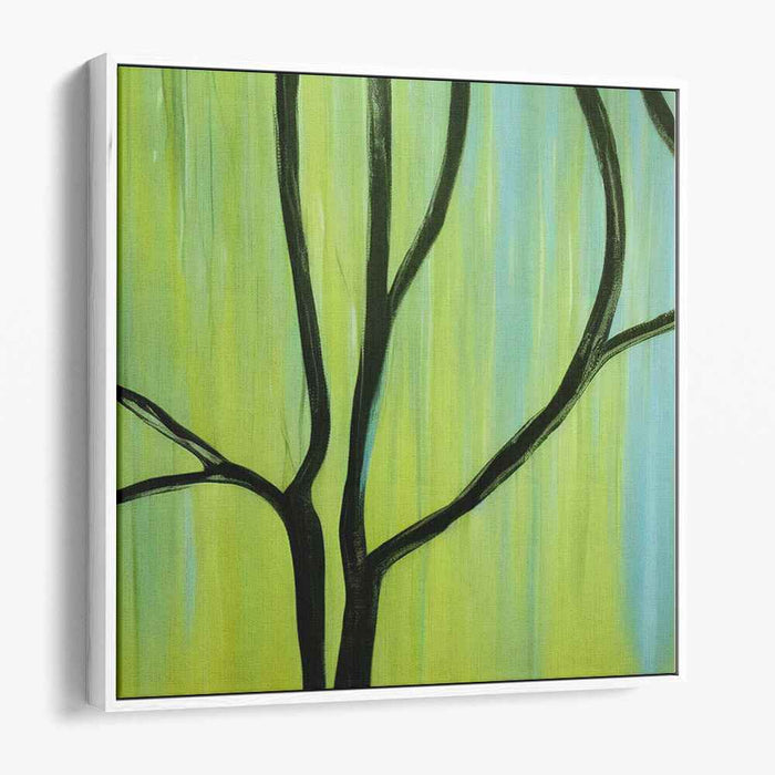 Verdant Contrast: Minimalist Green and Black Canvas Art Print