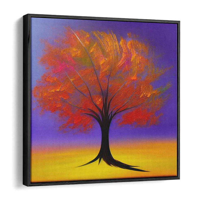 Blaze of Color Melody: Vibrant Tree Against a Sunset Canvas Art Print