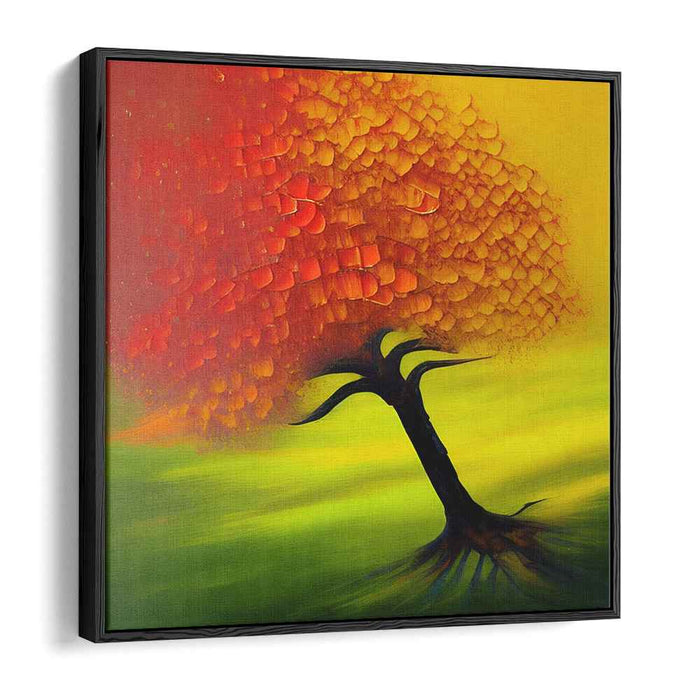 Fiery Autumn Breeze: Expressionist Tree Canvas Art Print