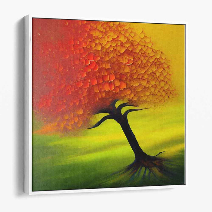 Fiery Autumn Breeze: Expressionist Tree Canvas Art Print