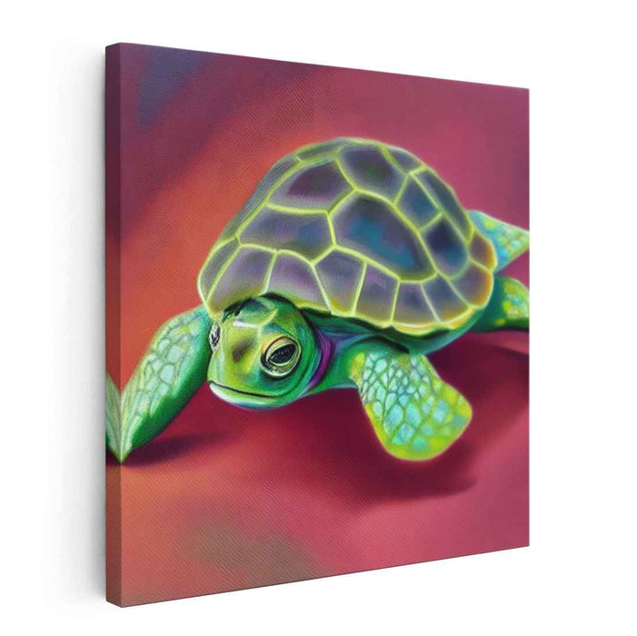 Aqua Guardian Beauty: Vibrant Sea Turtle Canvas Art Print