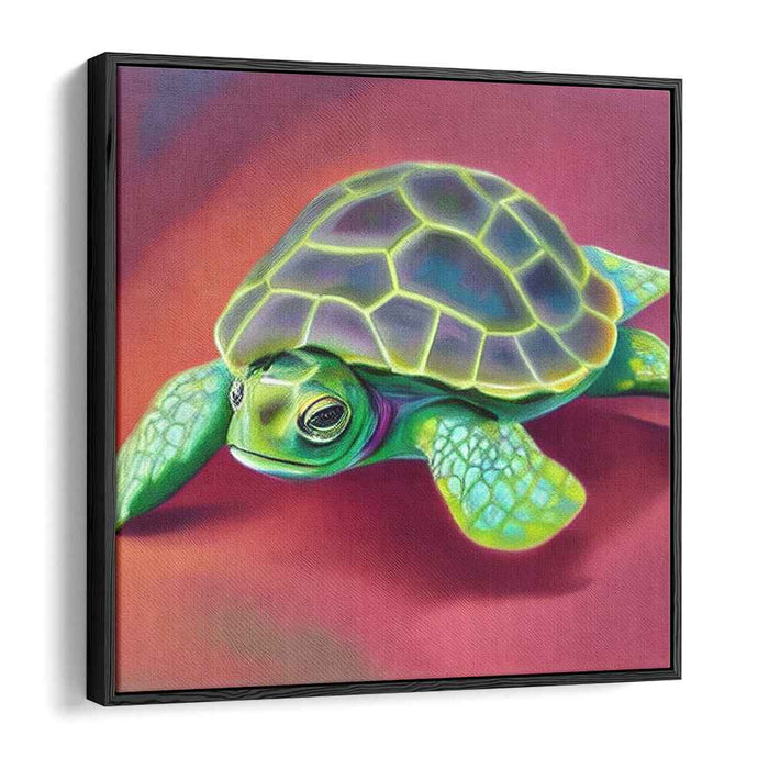 Aqua Guardian Beauty: Vibrant Sea Turtle Canvas Art Print