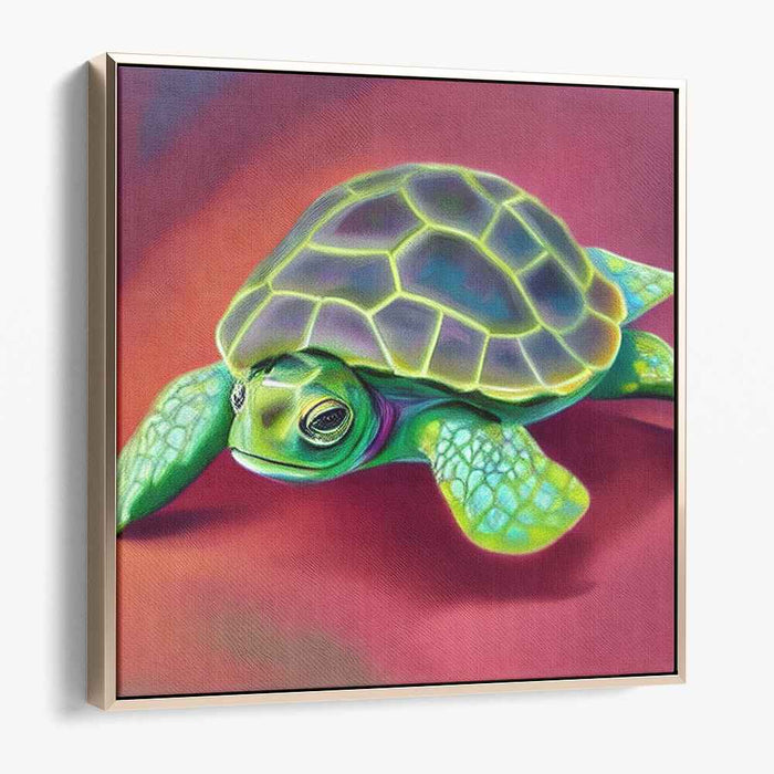 Aqua Guardian Beauty: Vibrant Sea Turtle Canvas Art Print