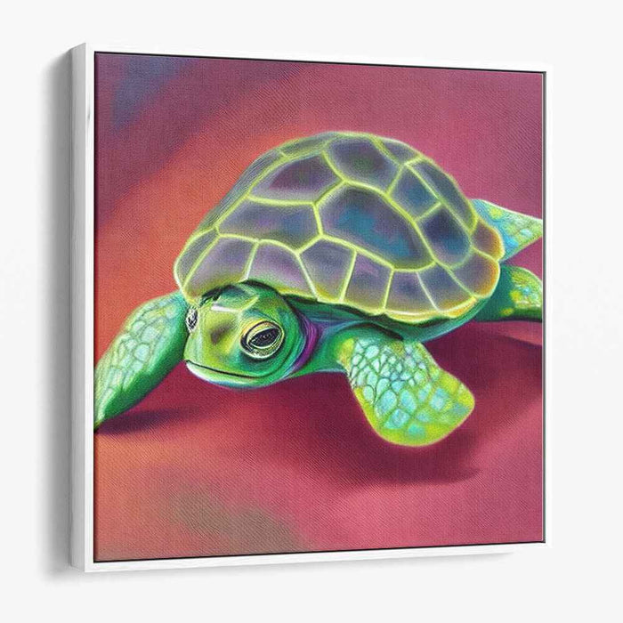 Aqua Guardian Beauty: Vibrant Sea Turtle Canvas Art Print