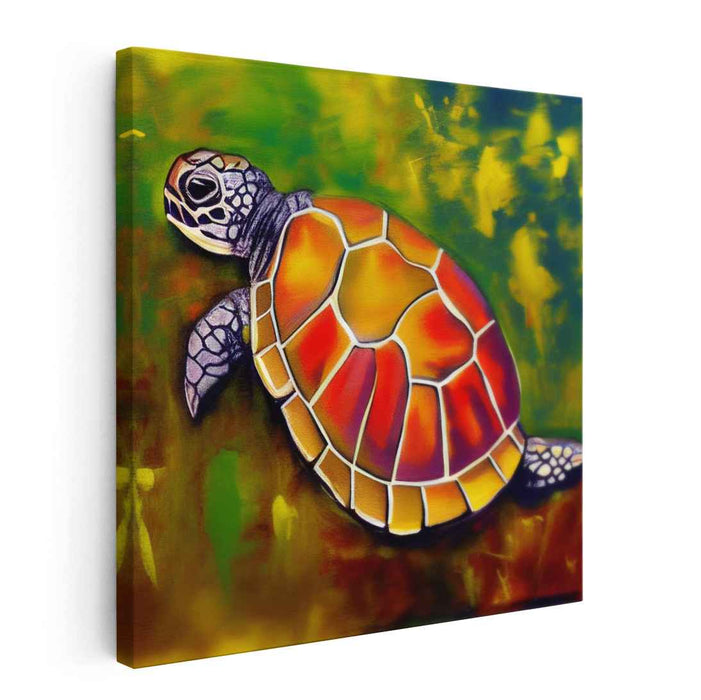 Oceanic Encounter: Expressive Sea Turtle Canvas Art Print