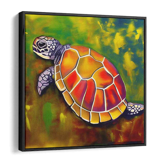 Oceanic Encounter: Expressive Sea Turtle Canvas Art Print