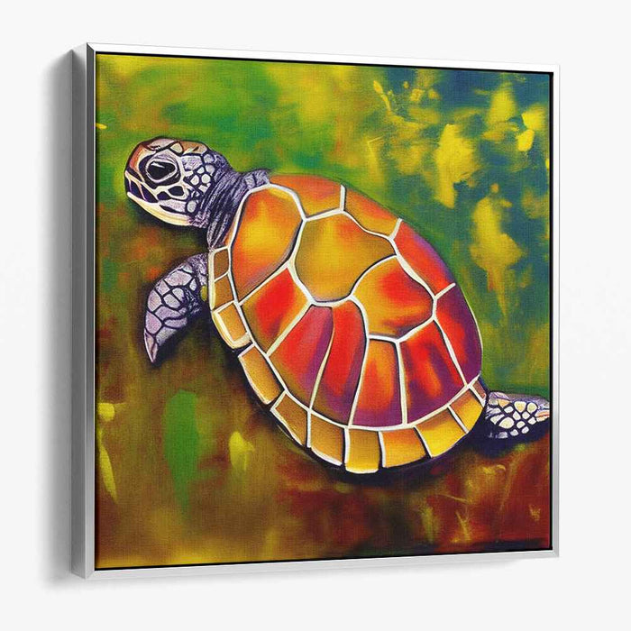 Oceanic Encounter: Expressive Sea Turtle Canvas Art Print