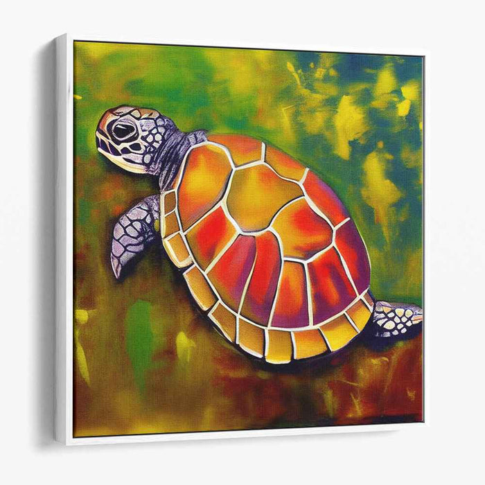 Oceanic Encounter: Expressive Sea Turtle Canvas Art Print