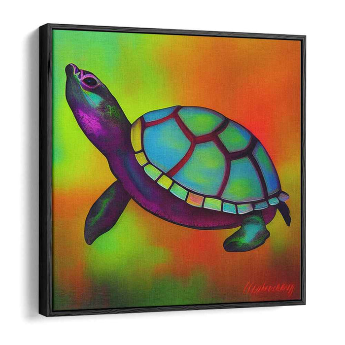 Aquatic Wanderings: Colorful Sea Turtle Journey Canvas Art