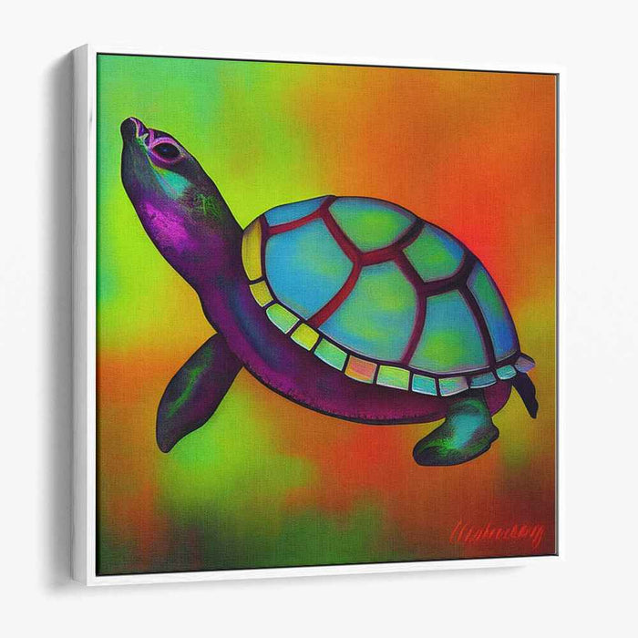 Aquatic Wanderings: Colorful Sea Turtle Journey Canvas Art