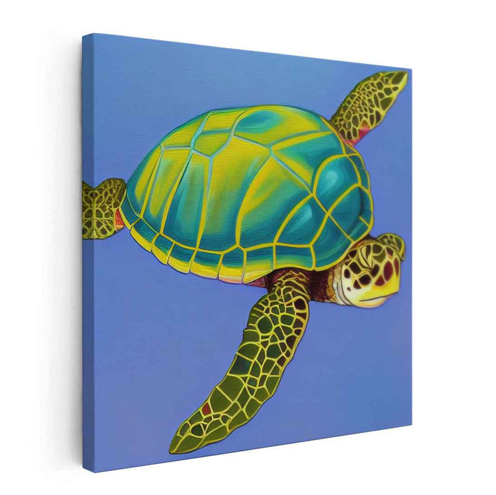 Ocean Wanderer: Majestic Sea Turtle in Blue Waters Canvas Art