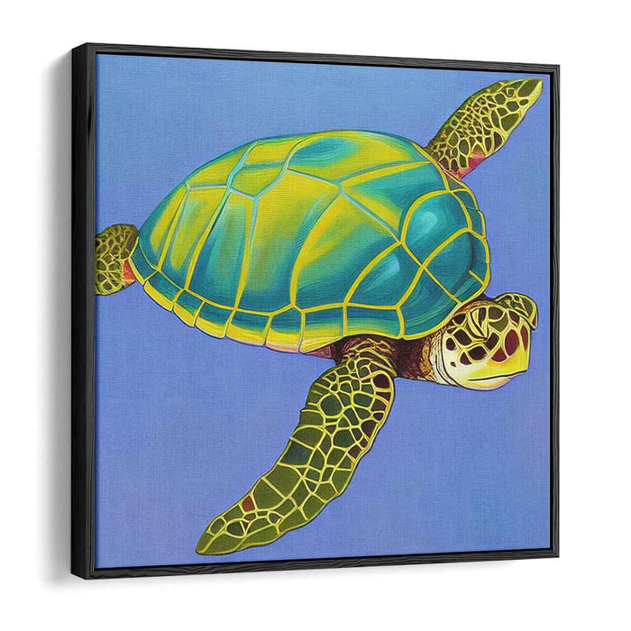 Ocean Wanderer: Majestic Sea Turtle in Blue Waters Canvas Art
