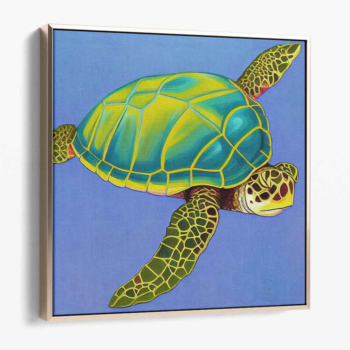 Ocean Wanderer: Majestic Sea Turtle in Blue Waters Canvas Art