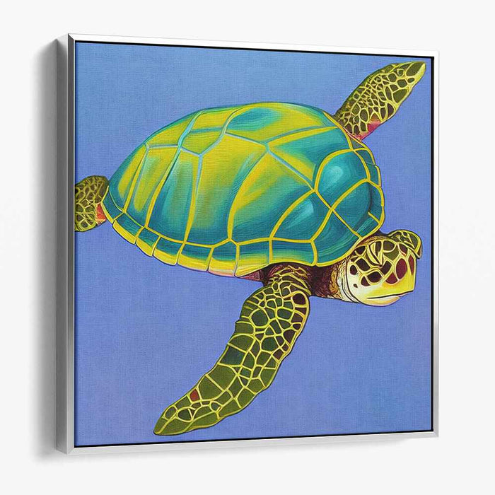 Ocean Wanderer: Majestic Sea Turtle in Blue Waters Canvas Art