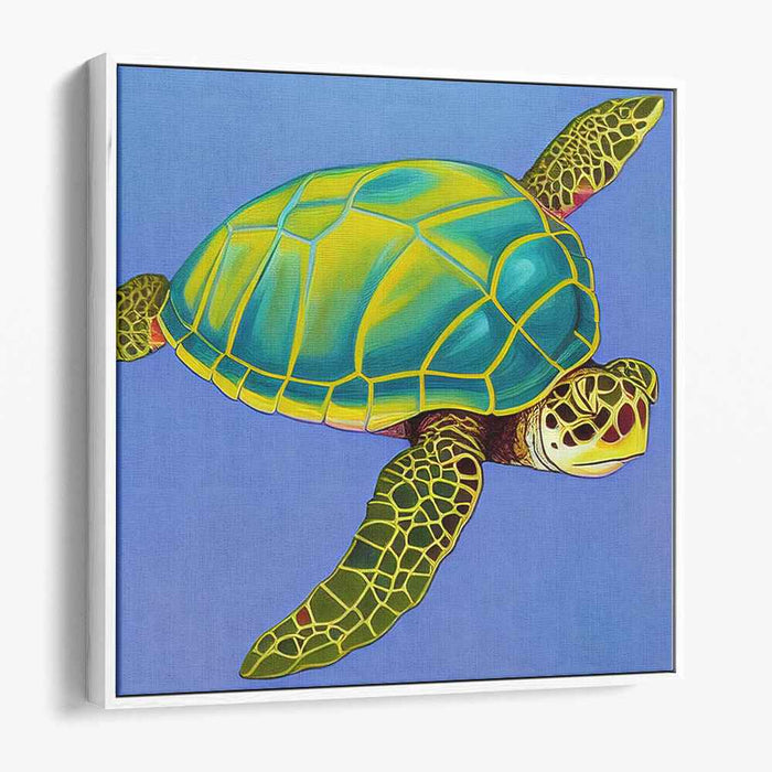 Ocean Wanderer: Majestic Sea Turtle in Blue Waters Canvas Art