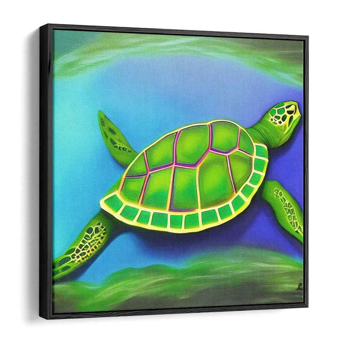 Aqua Majesty Dreamswirl: Realistic Sea Turtle Underwater Canvas Art Print