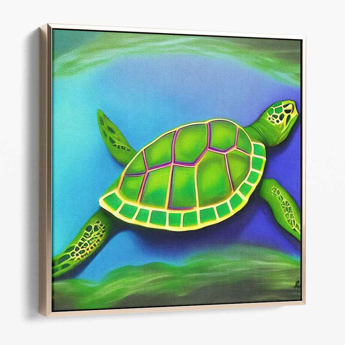 Aqua Majesty Dreamswirl: Realistic Sea Turtle Underwater Canvas Art Print