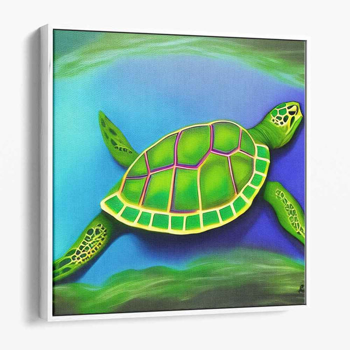 Aqua Majesty Dreamswirl: Realistic Sea Turtle Underwater Canvas Art Print