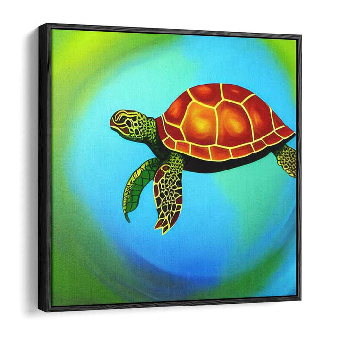 Turquoise Swim: Vivid Sea Turtle Canvas Art Print