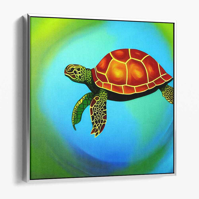 Turquoise Swim: Vivid Sea Turtle Canvas Art Print